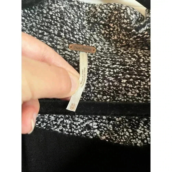 Free People Slouchy Moto Jacket Belted Wool Blend Trench Pea Coat Black XS - Picture 5 of 5